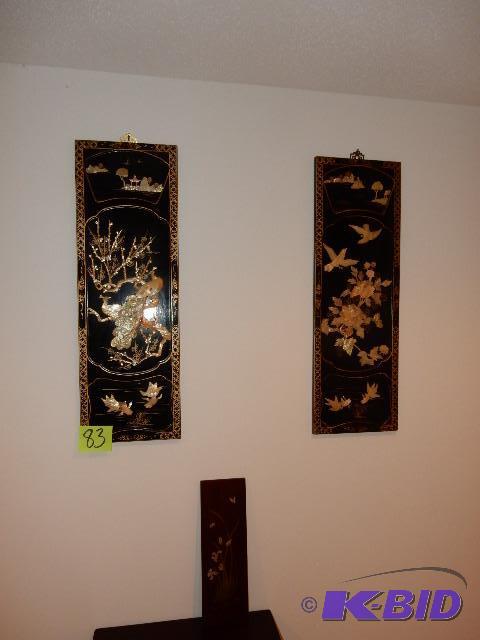 lot 83 image: 2 ASian Theme Black Lacquer and white plastic...