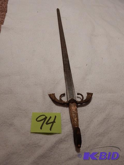 lot 94 image: Sword with round emblem on end. 39 12 in tot...