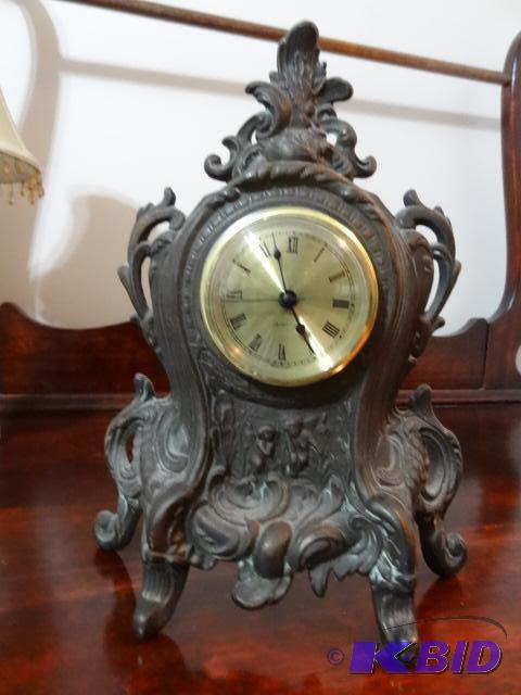Cast iron Desk Clock. Base is Antique. Clock ...