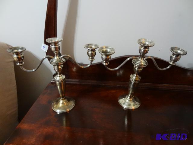 Two Small Silver Candleabras. Tops are Remova...
