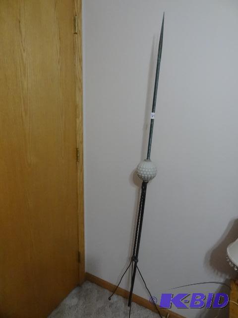 Lightening Rod with White Glass Globe. Single...