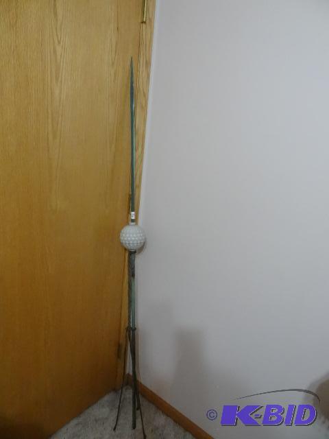 Lightening Rod with White Glass Globe and Sin...