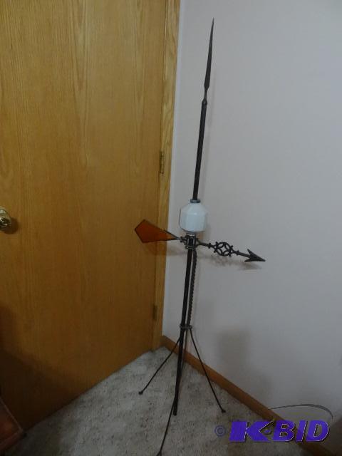 Lightening Rod with White Glass Globe and Arr...