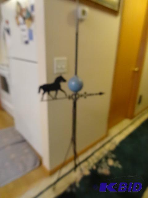 Lightening Rod with Blue Globe and Horse on A...