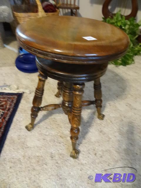 Piano Stool with Glass Ball Claw Feet...