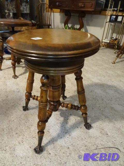 Piano Stool with Glass Ball Claw Feet...