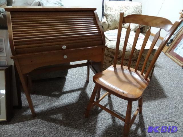 Childs Roll Top Desk with Chair. Desk is 27 X...