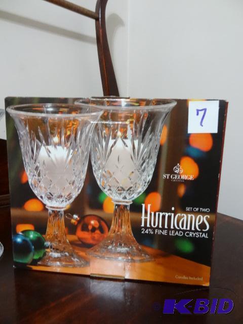 Two Glass Hurricans in one Box. 24% Lead Crys...