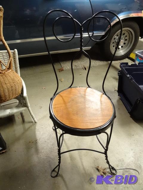 Ice cream parlor chair. Iron rod With Wood To...