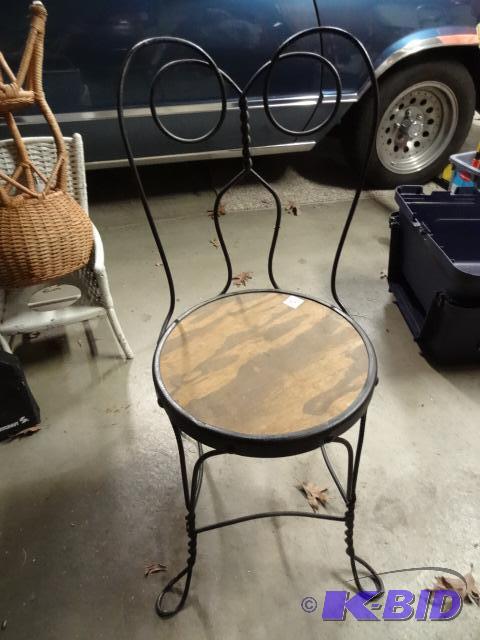 Ice cream parlor chair. Iron rod With Wood To...