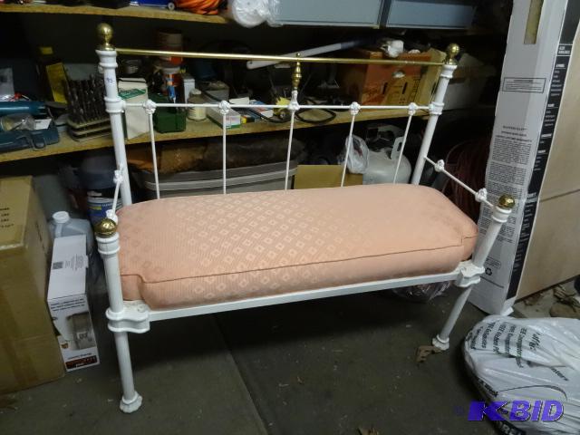 Cast Iron and Brass Bench. 38 X 34 X 17...