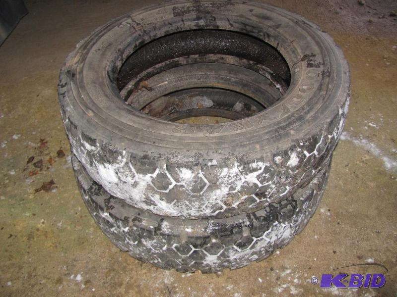 Two (2) GOODYEAR 22570R19.5 Tires with good ...