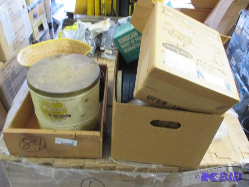 2 boxes misc tins...