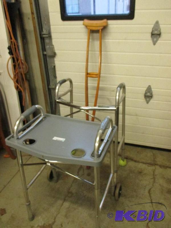 2 walkers and crutches...