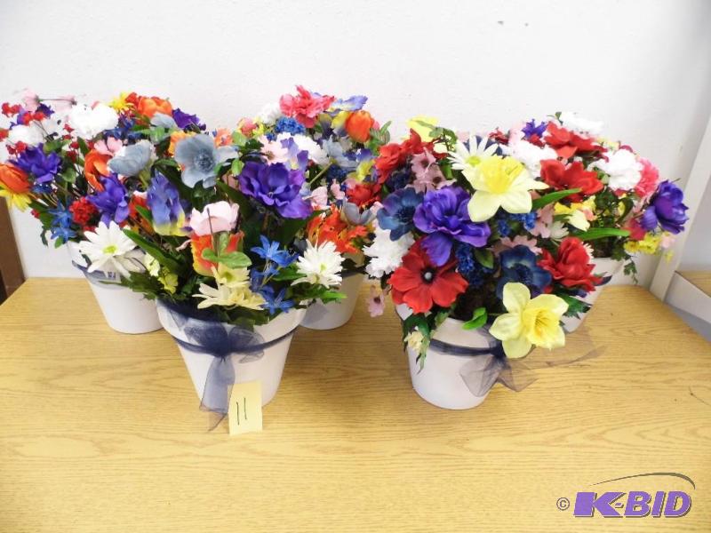 5 Pots of Artificial Flowers