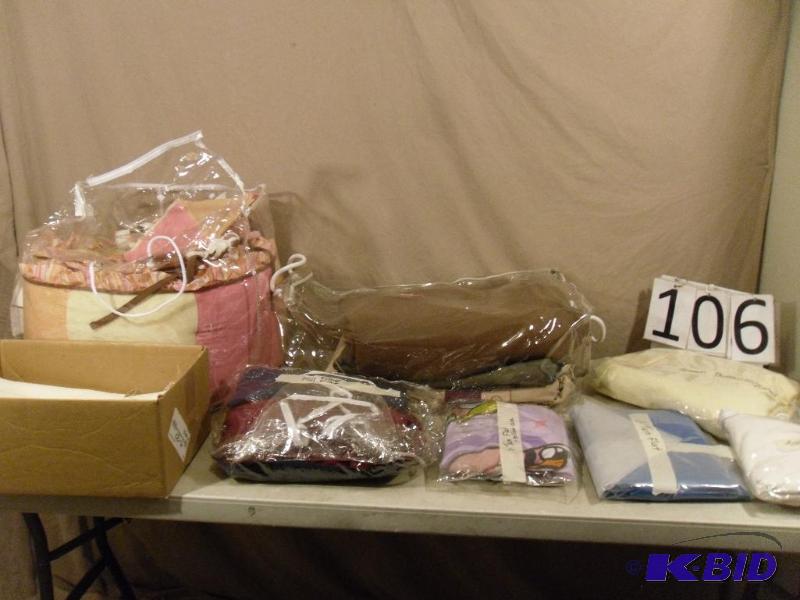 lot 106 image: Twin, Full, and Queen Sheets. Blankets, Fabri...