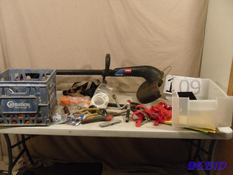lot 109 image: Toro Weed Wacker (works), Assorted Hand Tools...