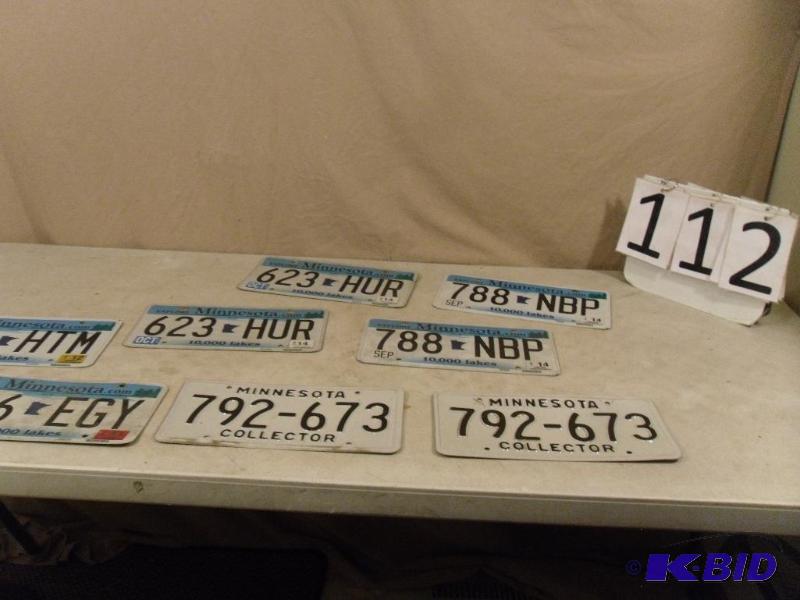 lot 112 image: Lot of 8 Assorted License Plates....