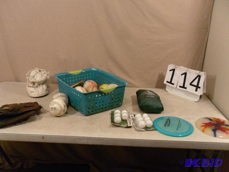 lot 114 image: Lot of Sports Items. Horseshoes, Baseballs, P...