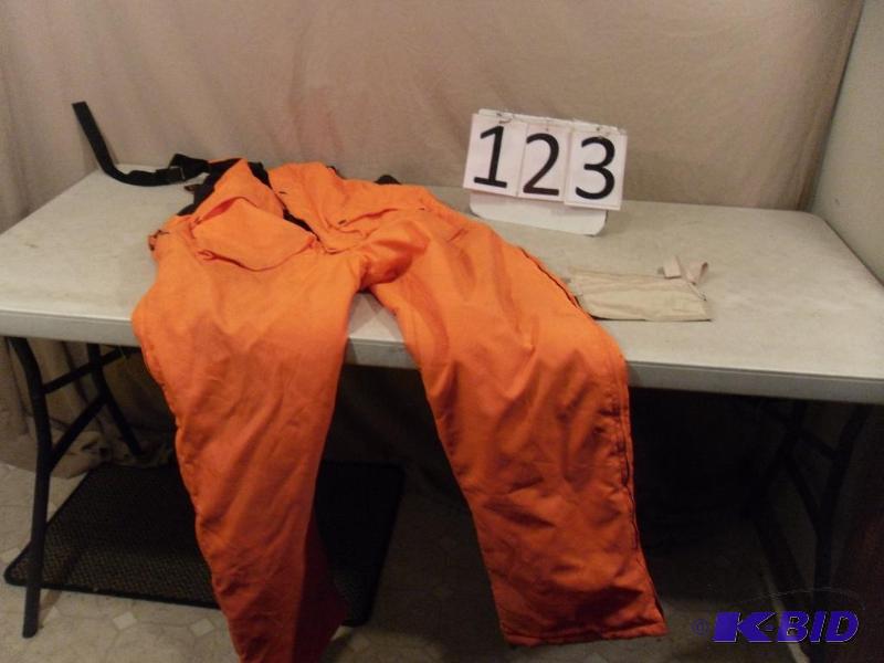lot 123 image: Size Large Hunting Bibs and Money Pouch. Need...