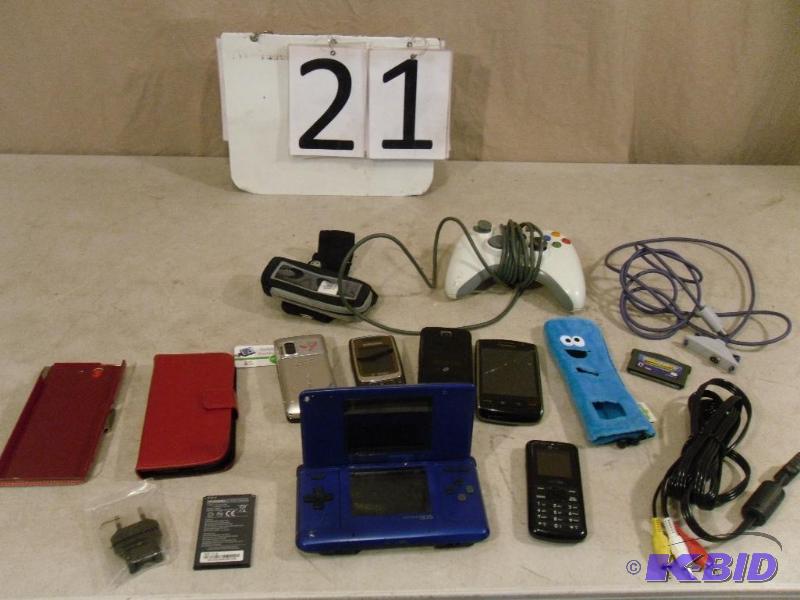 lot 21 image: Lot of Assorted Electronics. Cell Phones, Wii...
