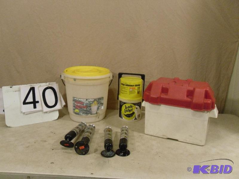 lot 40 image: Leech Locker, Minnow Bucket, Rod Holders, and...