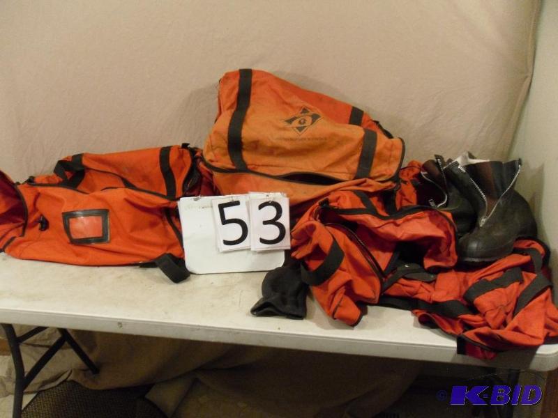 lot 53 image: 4 Assorted Hazmat Gear Canvas Bags and Pair o...