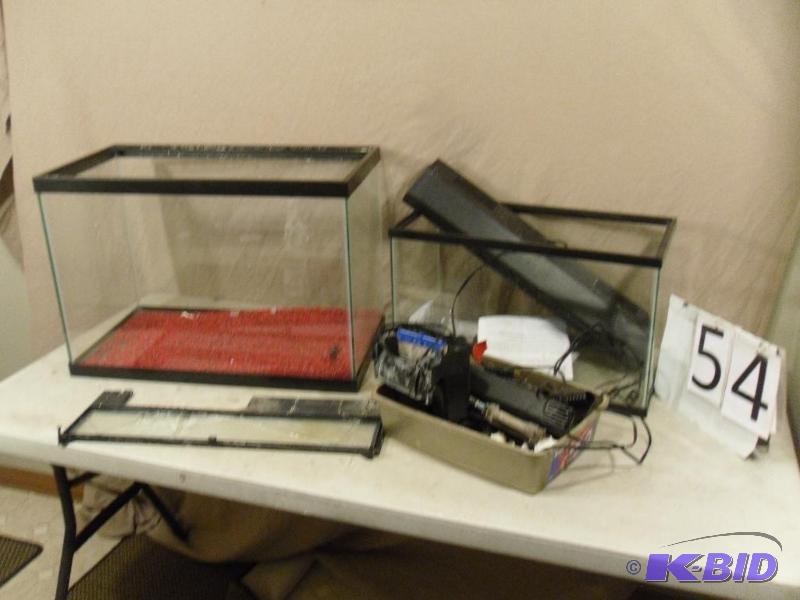 lot 54 image: Lot of 2 Aquariums with Assorted Accessories....