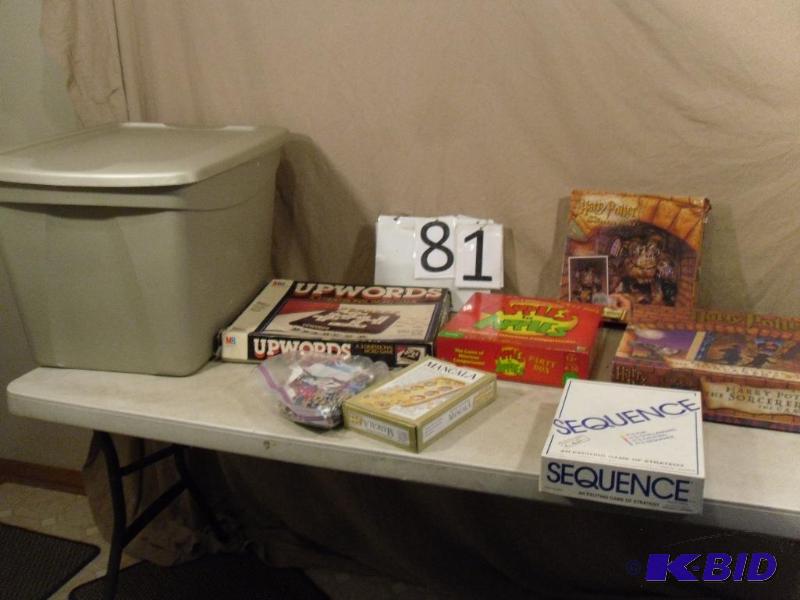 lot 81 image: Lot of Assorted Games. Comes in Tote with Lid...