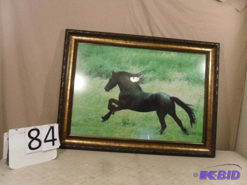 lot 84 image: Large 41" x 30" Framed Horse Pictur...