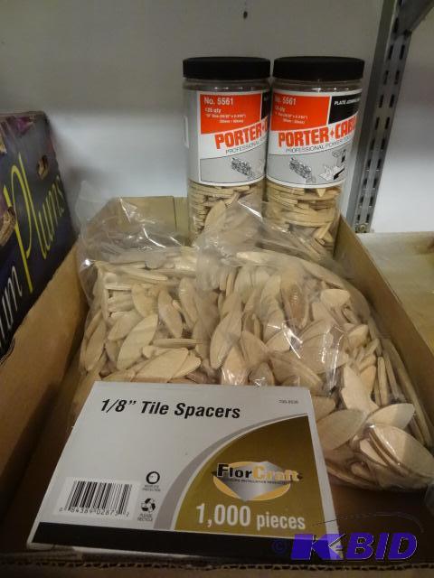 lot 103 image: 18 Tile Spacers. Misc Plate Joining Biscuits...