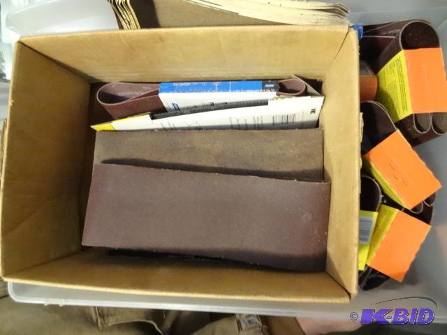 lot 107 image: Bin of Misc Sand Paper belts...