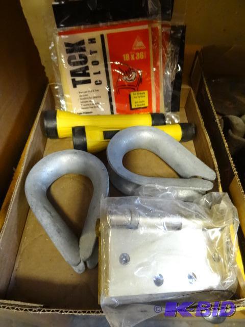 lot 134 image: Hinges, flash Lights. Rope Loops, Tack Cloth...