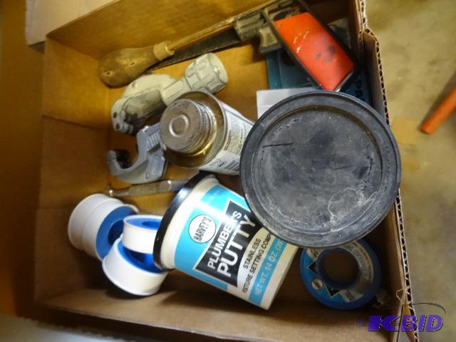 lot 138 image: Misc Plumbing Supplies, Tubing Cutters, Putty...