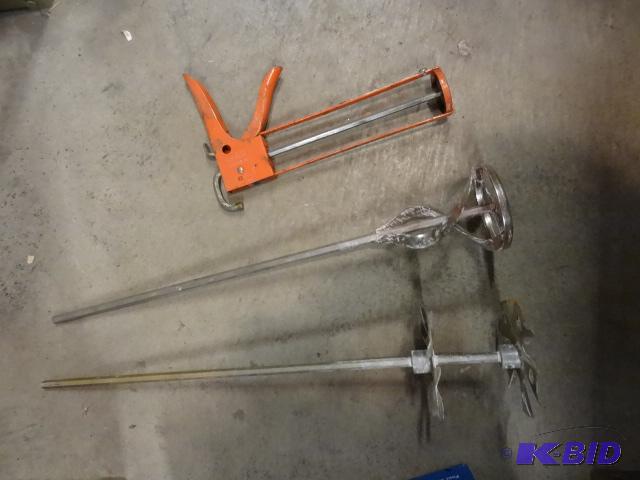 lot 207 image: 2 Drill Mixers and 1 Caulking Gun...