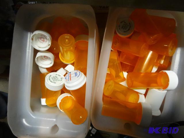 lot 228 image: 2 Bins of Plastic Pill Bottles...