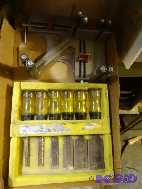 lot 340 image: Clamp and Saw Miter Box. Stanley Wood Chisel ...