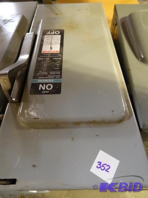 lot 352 image: Siemens 200 Volt General Duty Safety Switch...