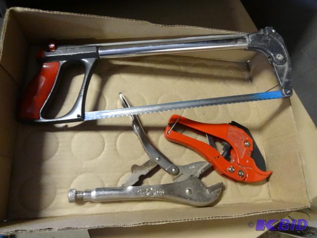 lot 46 image: Hack Saw, Vise Grip. Poly Pipe Cutter...