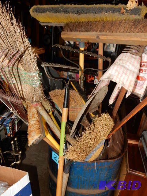 Misc. Brooms, Shovels etc. Includes a Metal 5...