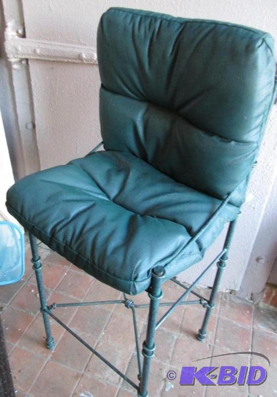Patio bar height chair, green, metal frame wi...