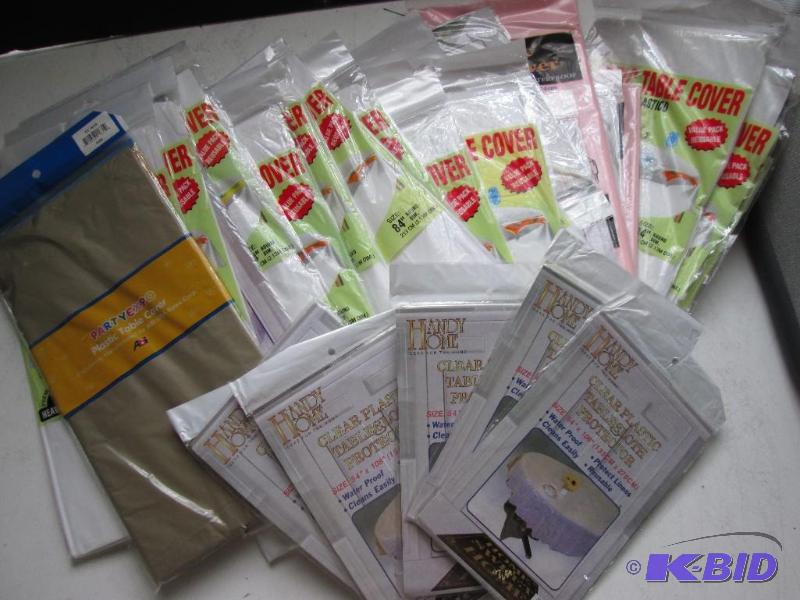 Lot of plastic table covers, great for resale...