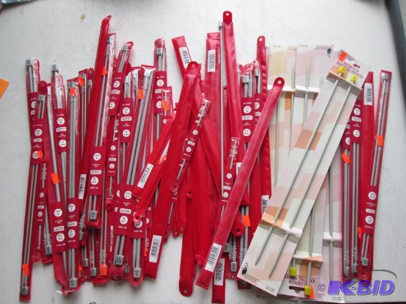 Large lot of assorted size knitting needles, ...