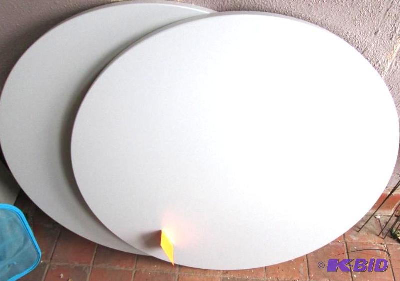 Pair of commercial round table tgops, top onl...