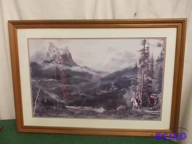 Outdoor Picture With Horses 32 x 22 Framed &a...