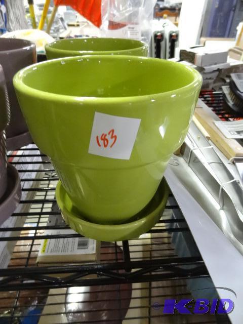 New lot of 2 ceramic planters. 6 inch with gr...