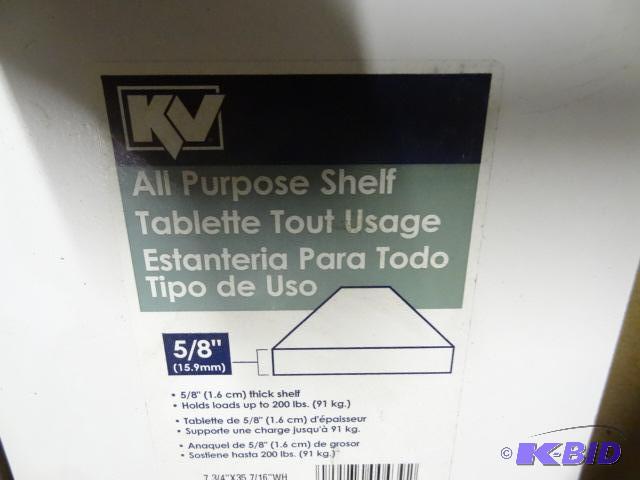 New quantity 5 wood shelves. White. 8 X 36 in...