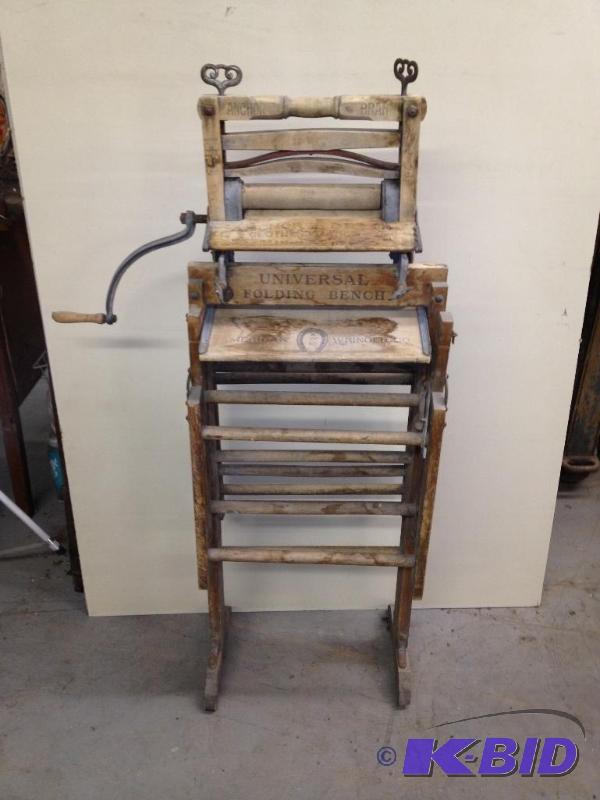Antique laundry wringer with folding table&nb...