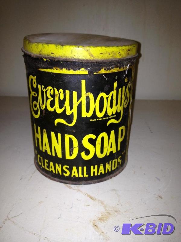 Antique Everybodys Hand Soap Tin Container...