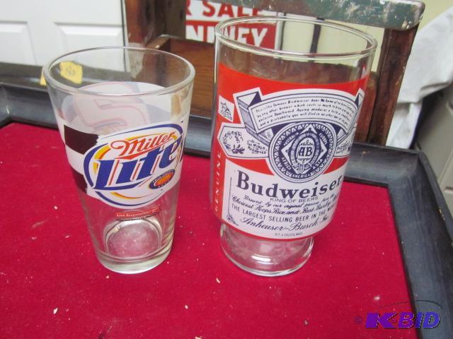 Miller Lite and Budweiser glasses.  &nbsp  &...